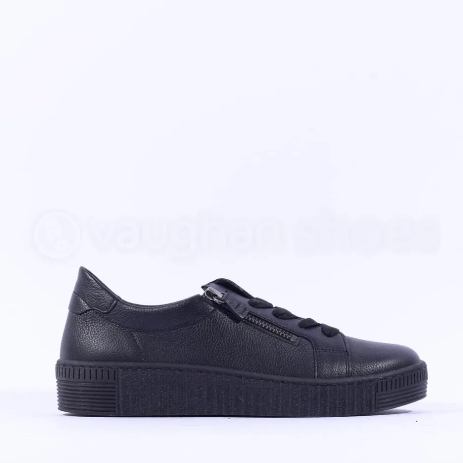 Women Gabor Twin Zip Platform Trainer Wisdom - All Black