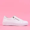 Women Gabor Twin Zip Platform Trainer Wisdom - White Leather