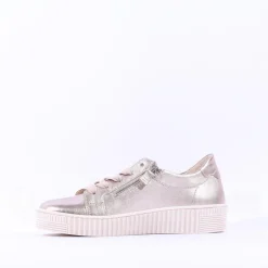 Women Gabor Twin Zip Platform Trainer Wisdom - Metallic Leather