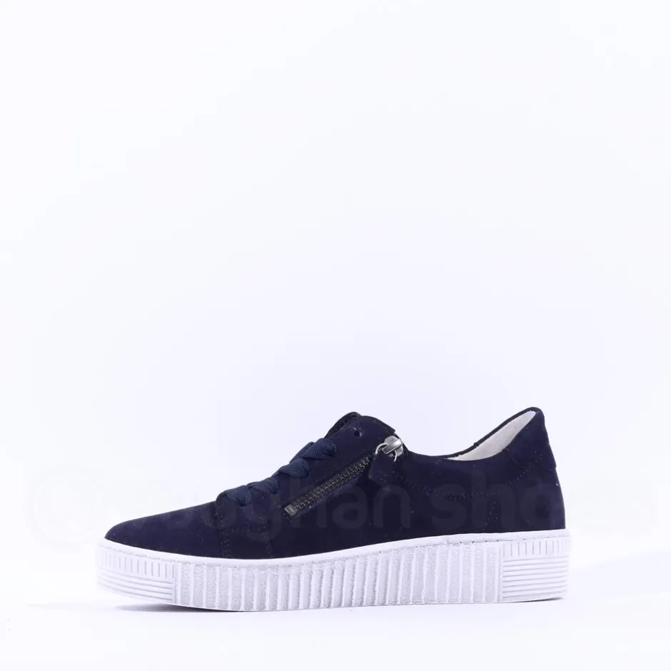 Women Gabor Twin Zip Platform Trainer Wisdom - Navy
