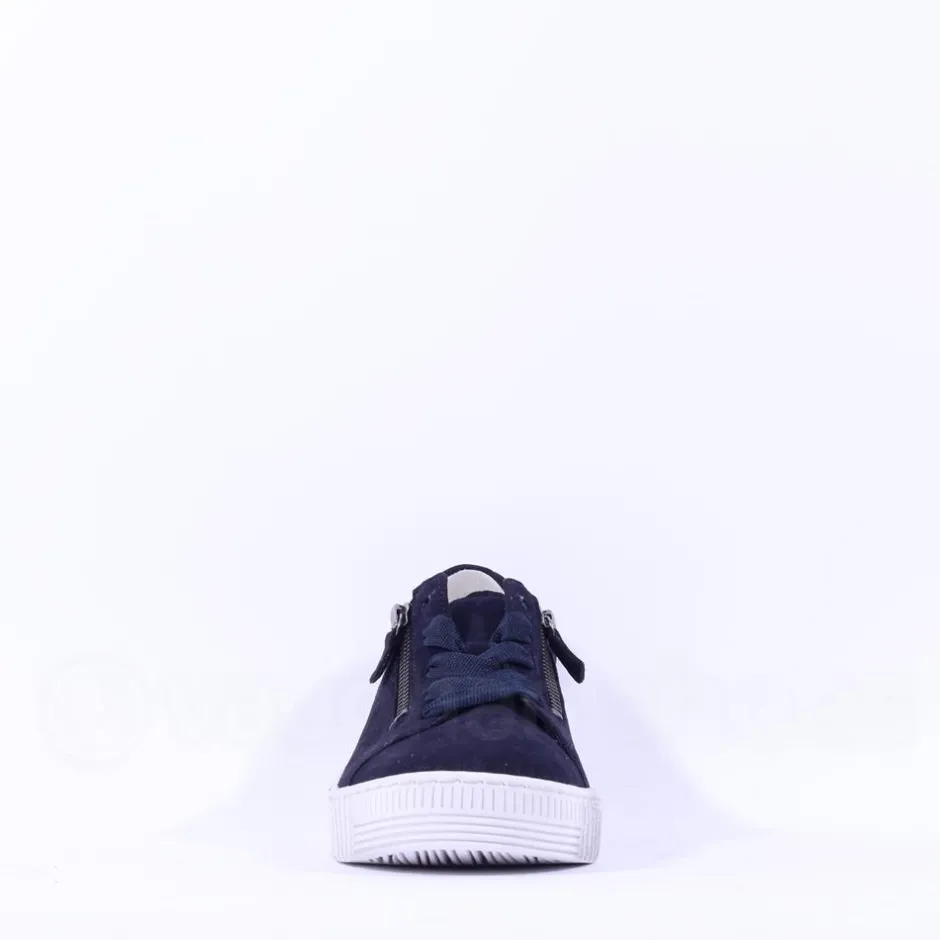 Women Gabor Twin Zip Platform Trainer Wisdom - Navy