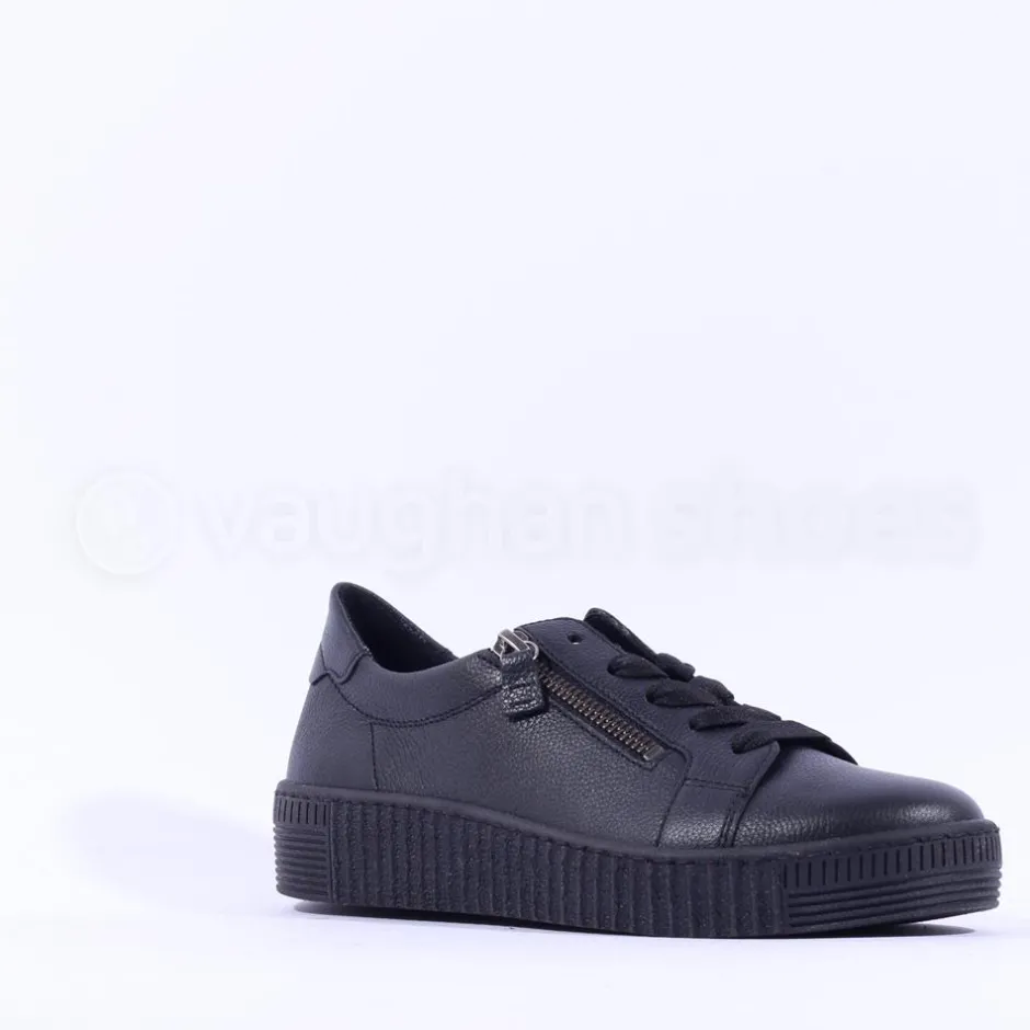 Women Gabor Twin Zip Platform Trainer Wisdom - All Black