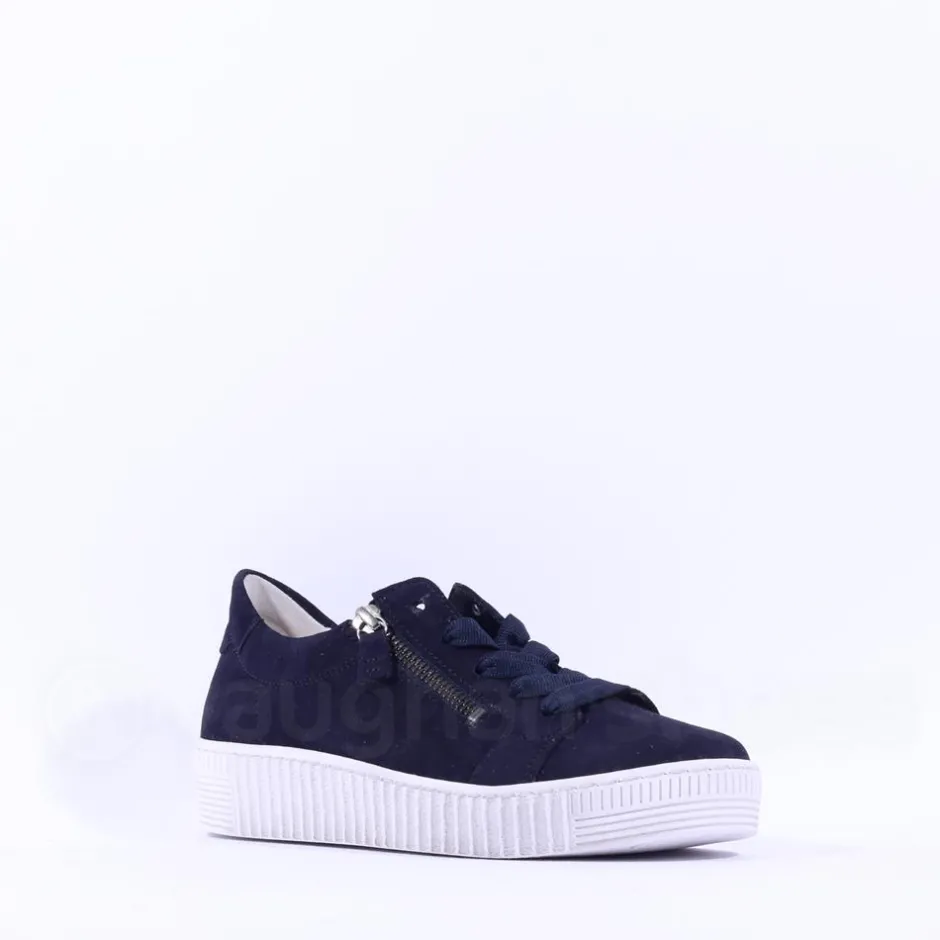 Women Gabor Twin Zip Platform Trainer Wisdom - Navy