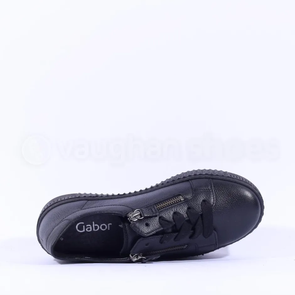 Women Gabor Twin Zip Platform Trainer Wisdom - All Black