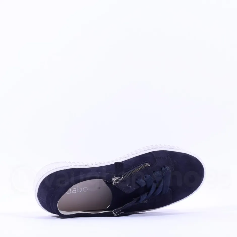Women Gabor Twin Zip Platform Trainer Wisdom - Navy