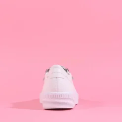 Women Gabor Twin Zip Platform Trainer Wisdom - White Leather
