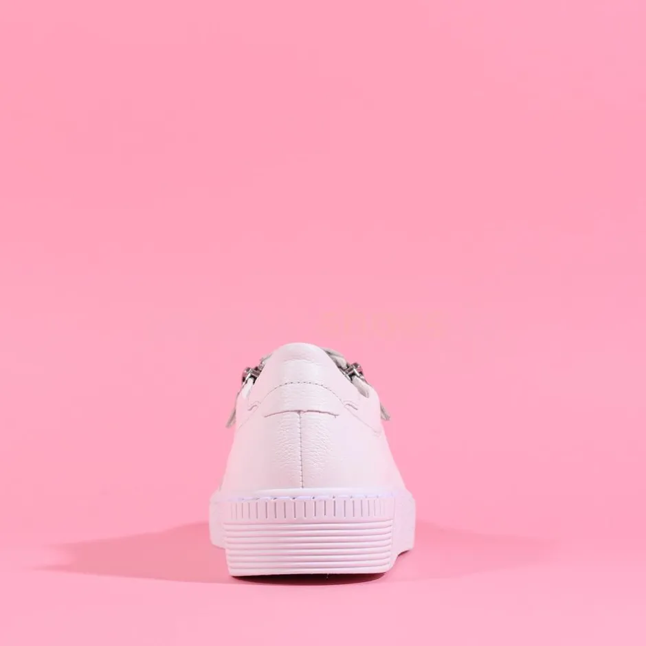 Women Gabor Twin Zip Platform Trainer Wisdom - White Leather