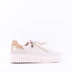 Women S.Oliver Unila Side Zip Platform Trainer - Cream Combi