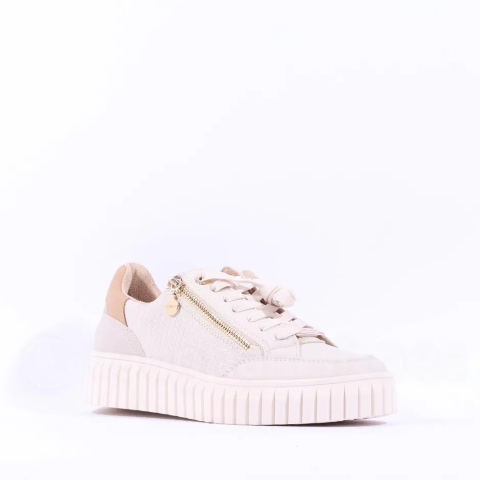 Women S.Oliver Unila Side Zip Platform Trainer - Cream Combi