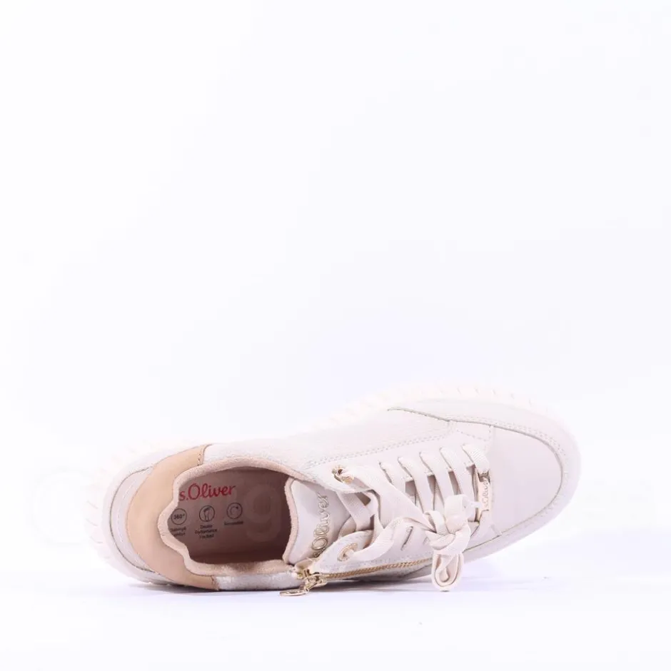 Women S.Oliver Unila Side Zip Platform Trainer - Cream Combi