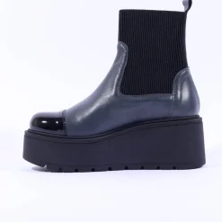 Women Marco Moreo Vale Platform Toe Cap Boot - Blue Grey Leather