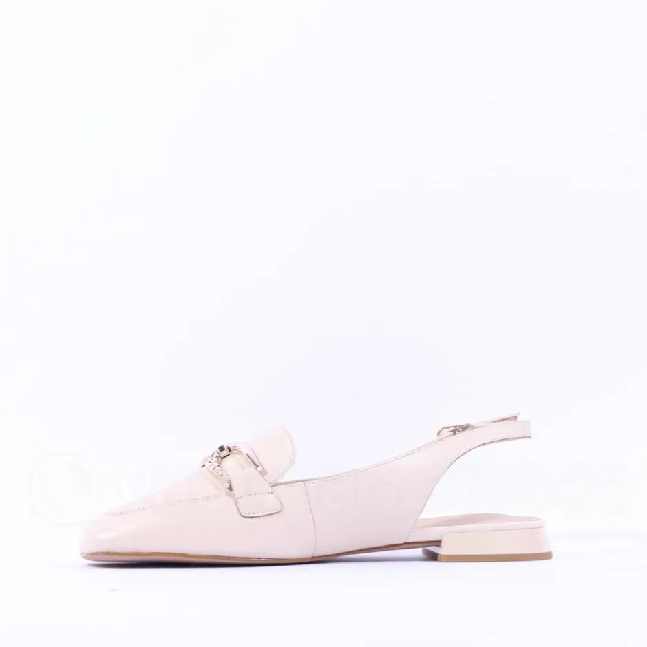 Women Caprice Vanny Flat Slingback Link Shoe - Cream Leather