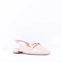 Women Caprice Vanny Flat Slingback Link Shoe - Cream Leather