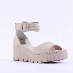 Women Rieker Velcro Ankle Strap Sandal - Beige