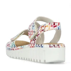 Women Rieker Velcro Cross Strap Wedge Sandal - Mosaic Print