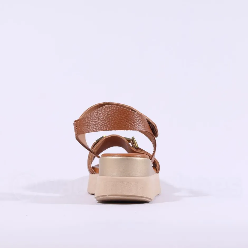 Women Oh My Sandals Velcro Link Wedge - Cognac