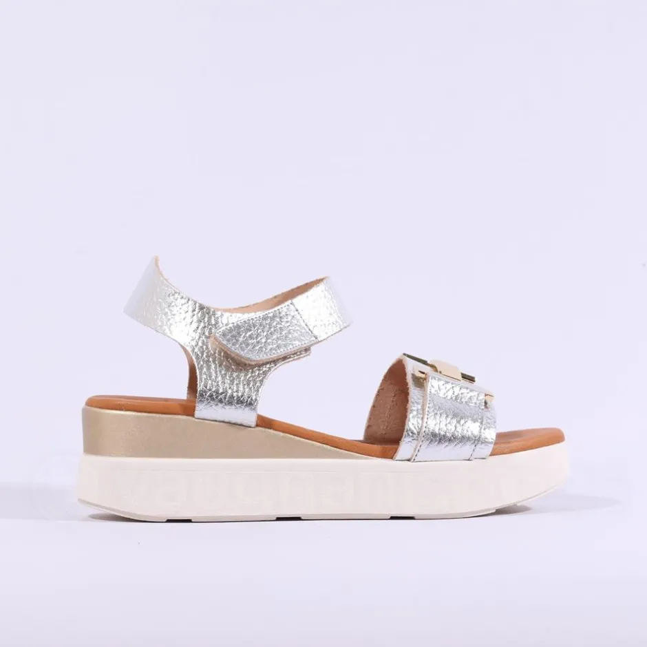 Women Oh My Sandals Velcro Link Wedge - Metallic Combi