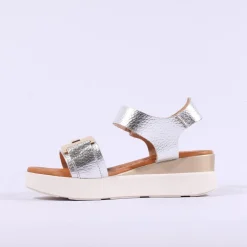 Women Oh My Sandals Velcro Link Wedge - Metallic Combi