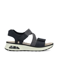 Women Rieker 2 Velcro Strappy Comfort Sandal - Navy