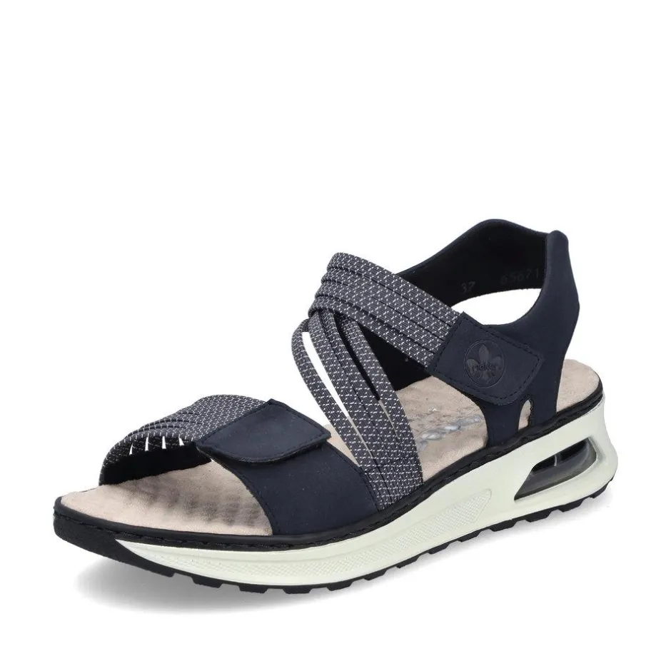 Women Rieker 2 Velcro Strappy Comfort Sandal - Navy