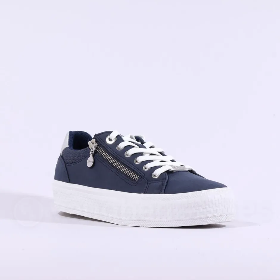 Women S.Oliver Verena Platform Sidezip Trainer - Navy