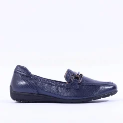 Women Caprice Verena Slip On Deerskin Loafer - Navy Deerskin