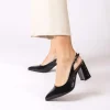 Women Wonders Vilma Slingback Block Heel - Black Patent