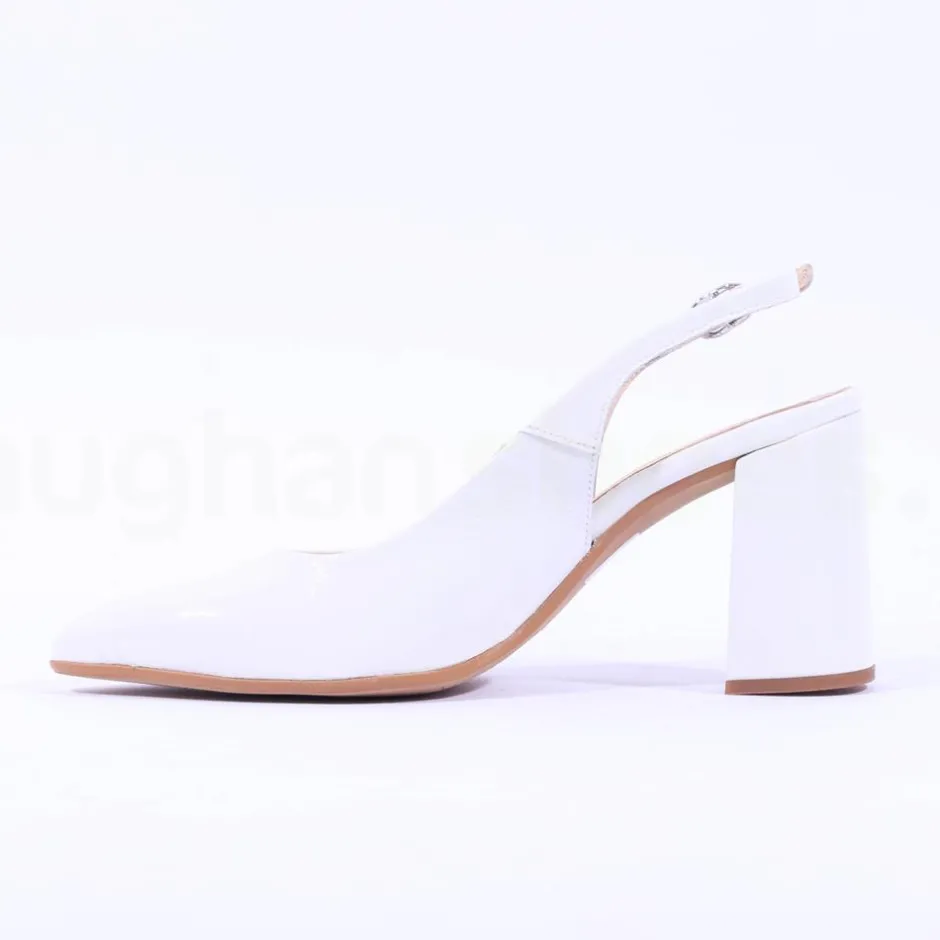 Women Wonders Vilma Slingback Block Heel - White Patent