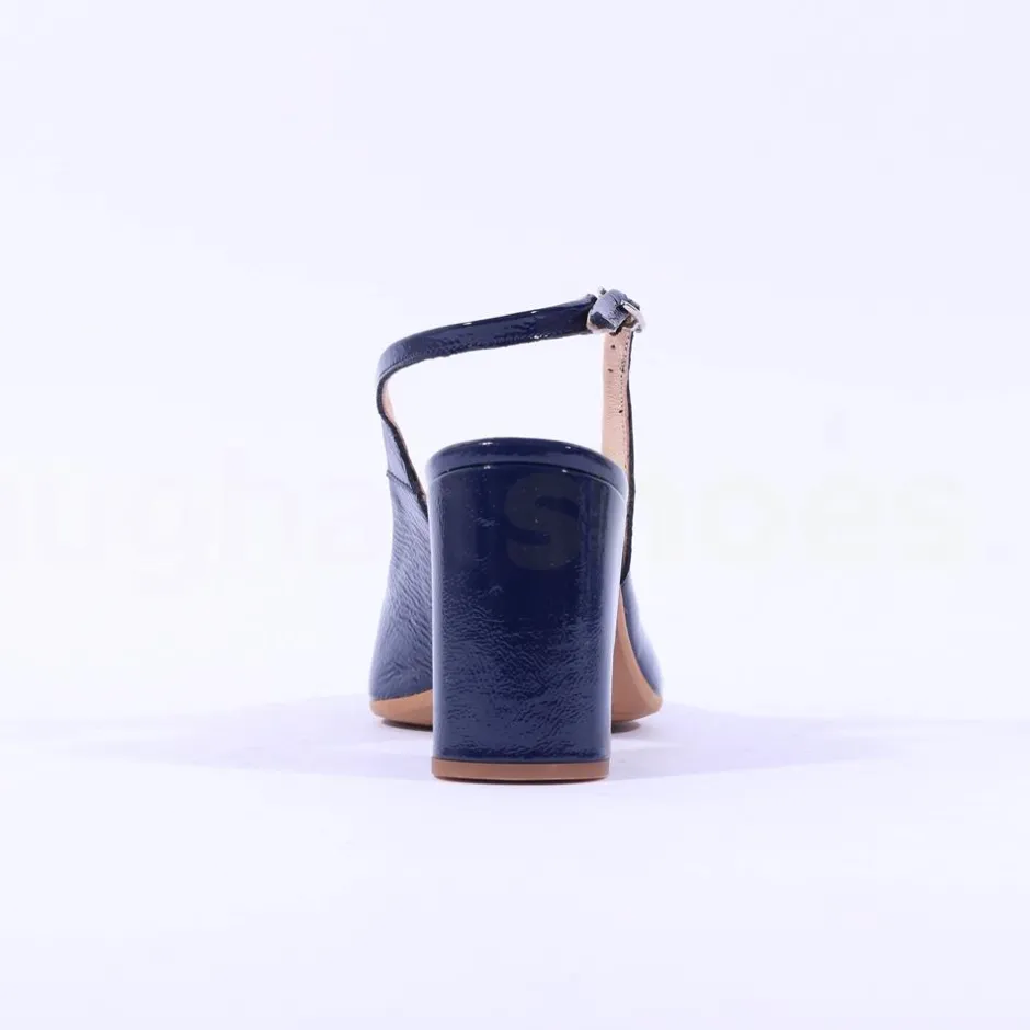 Women Wonders Vilma Slingback Block Heel - Navy Patent