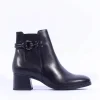 Women Marco Tozzi Vindoli Rope Block Heel Boot - Black Leather