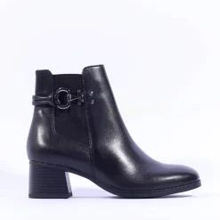 Women Marco Tozzi Vindoli Rope Block Heel Boot - Black Leather