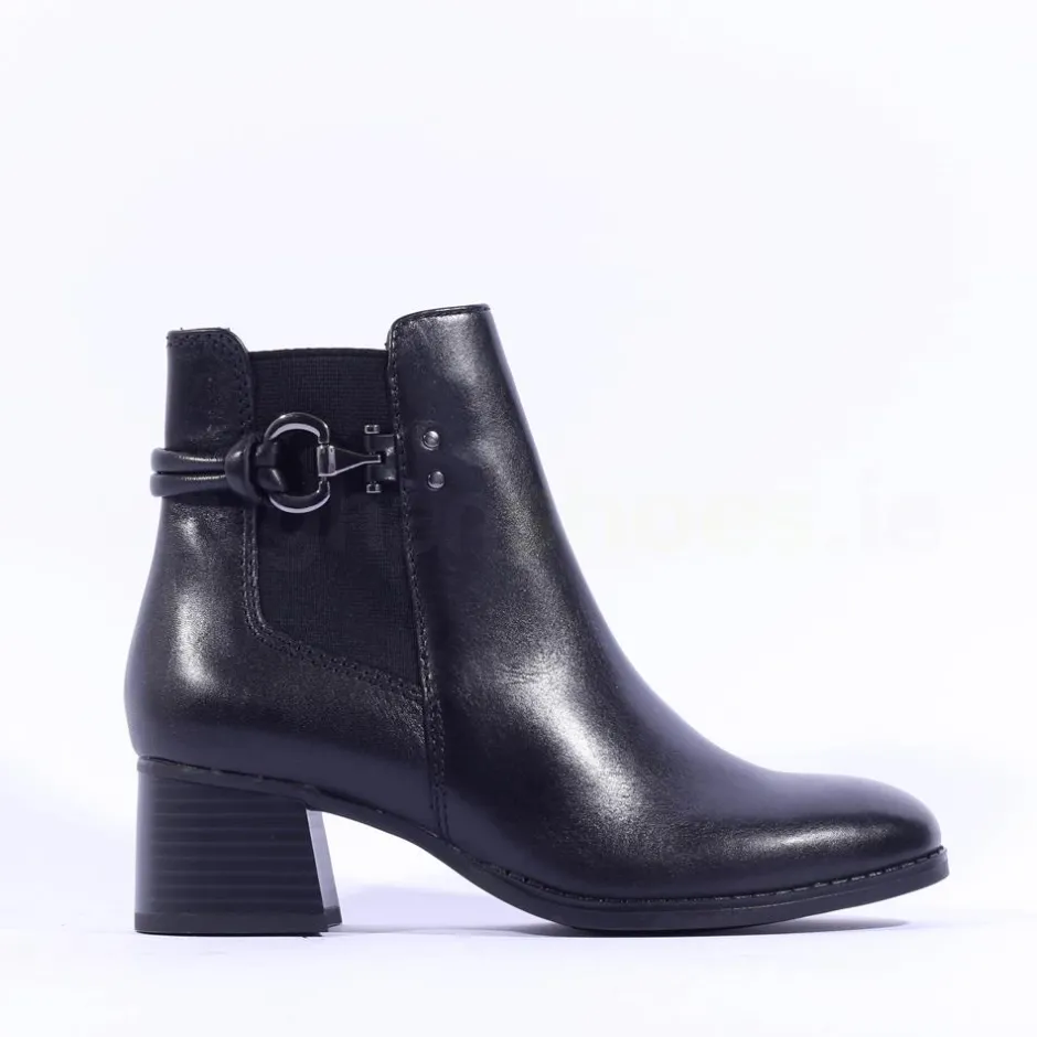 Women Marco Tozzi Vindoli Rope Block Heel Boot - Black Leather