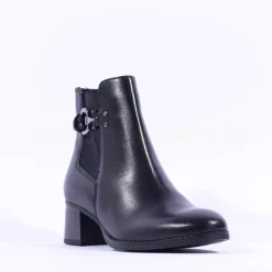 Women Marco Tozzi Vindoli Rope Block Heel Boot - Black Leather