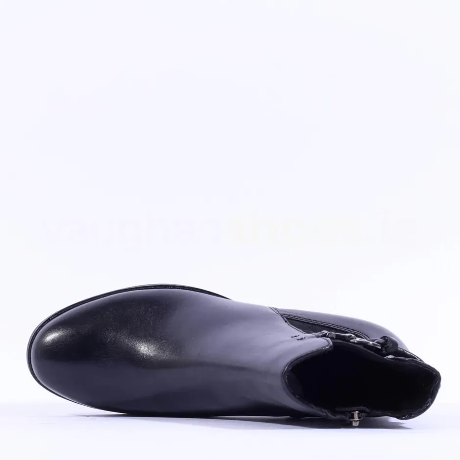 Women Marco Tozzi Vindoli Rope Block Heel Boot - Black Leather