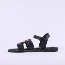 Women Una Healy Viva La Vida Flat H Sandal - Black Gold