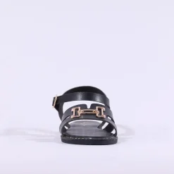 Women Una Healy Viva La Vida Flat H Sandal - Black Gold