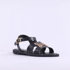 Women Una Healy Viva La Vida Flat H Sandal - Black Gold