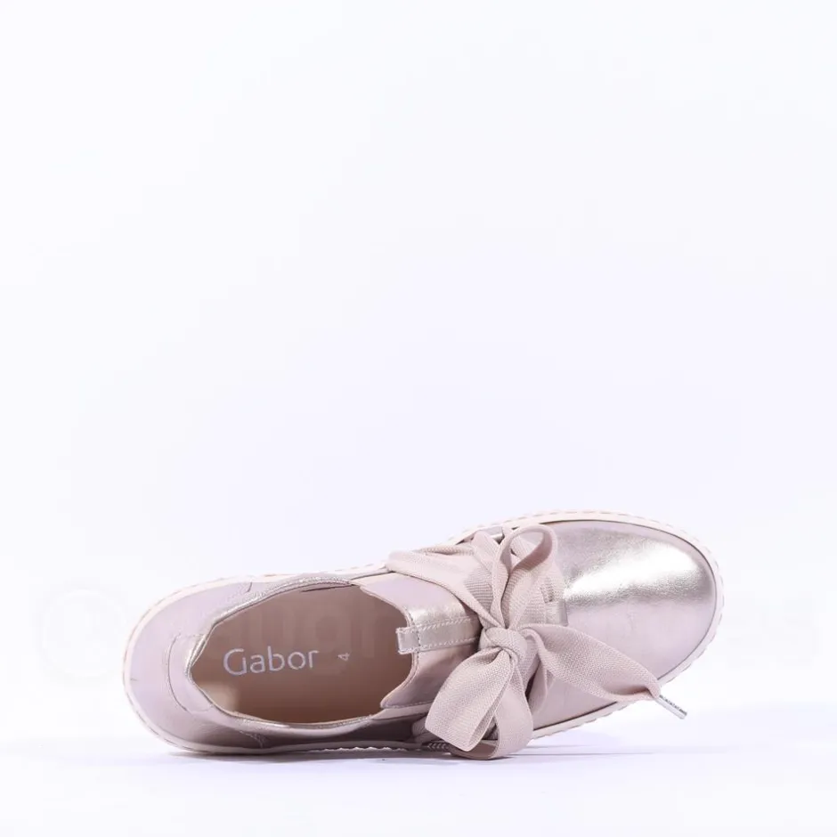 Women Gabor Waltz False Ribbon Lace Trainer - Metallic Leather