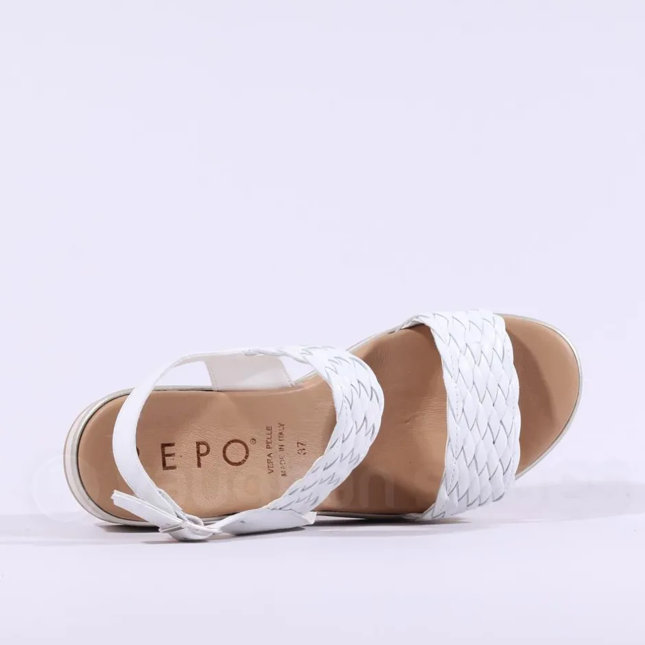 Women Repo Weave Wedge Sandal - White