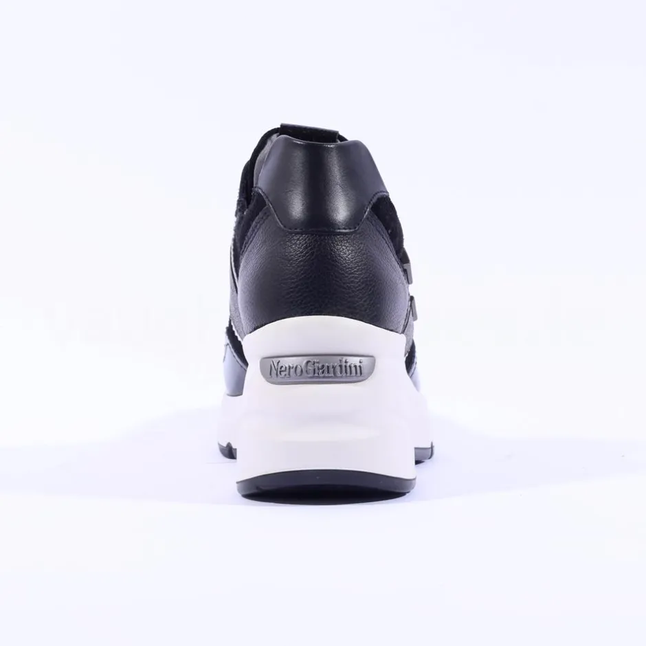 Women NeroGiardini Wedge Lace Trainer - Black Combi
