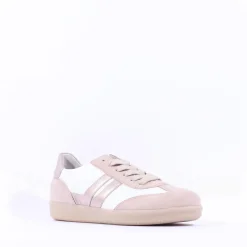 Women Gabor West Gumsole Laced Trainer - White Beige