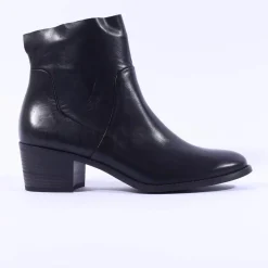 Women Paul Green Western Block Heel Ankle Boot - Black Soft Leather