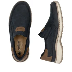 Rieker Men Wide Fit Slip On Shoe - Navy Tan