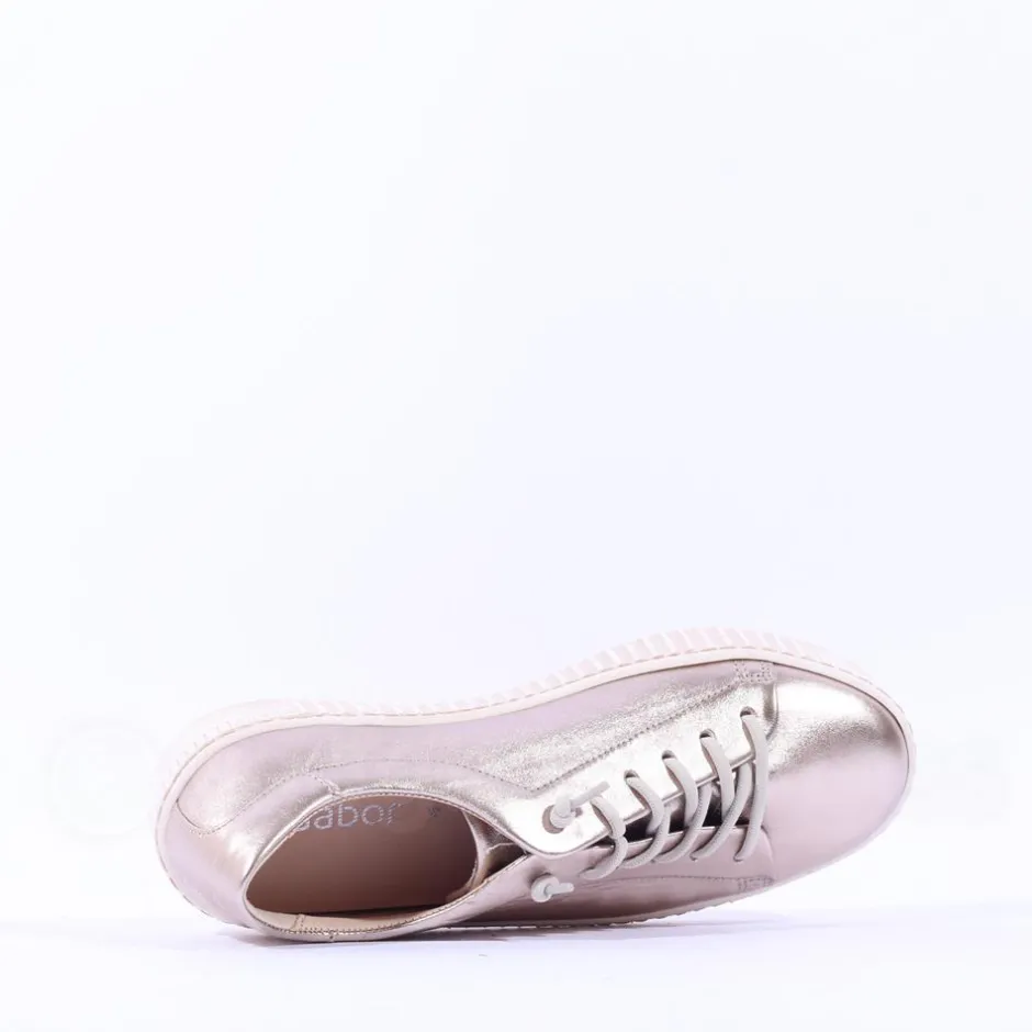 Women Gabor Woodall Elastic Lace Trainer - Metallic Leather