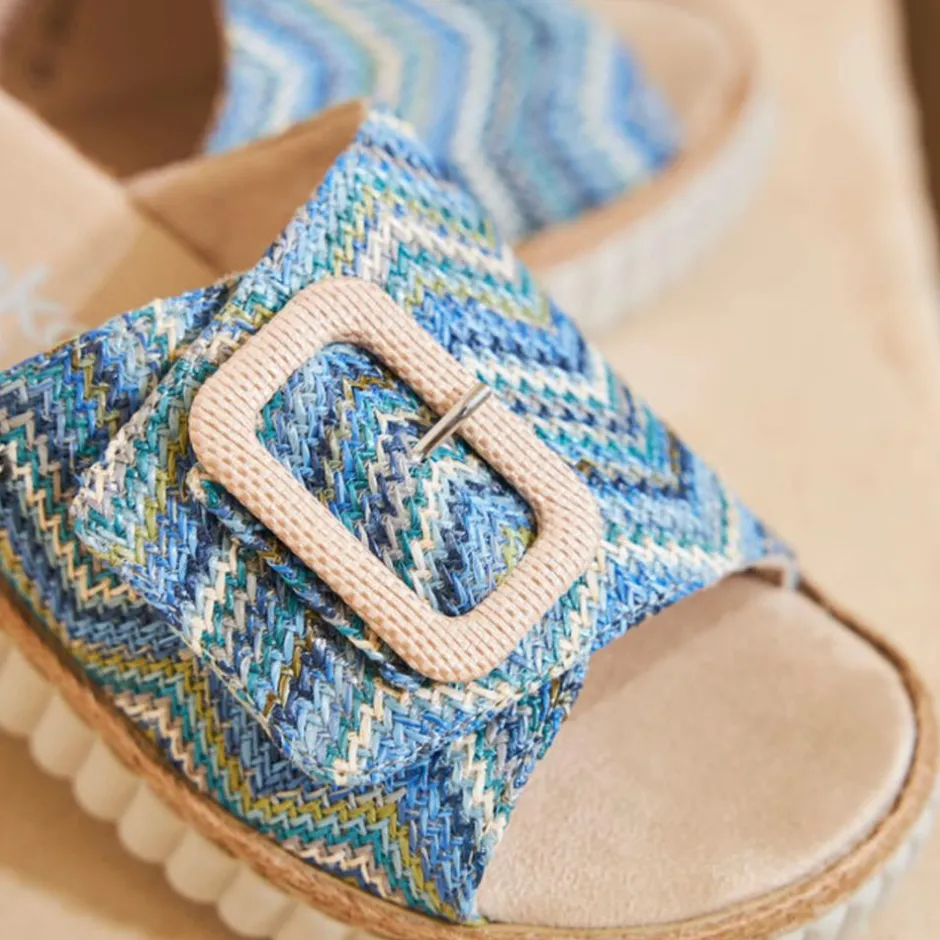 Women Rieker Woven Buckle Detail Mule Sandal - Multi