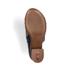 Women Rieker Woven Strappy Block Heel Sandal - Black Combi