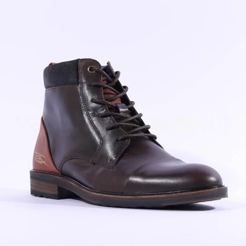 Tommy Bowe X Kolbe Laced Toe Cap Boot - Dark Brown Leather