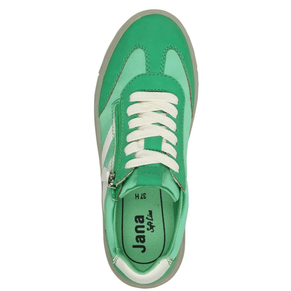 Women Jana Zango Gum Sole Twin Stripe Trainer - Green Combi
