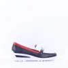 Women Ara Zurich 2.0 Link Slip On Wedge - White Navy Red