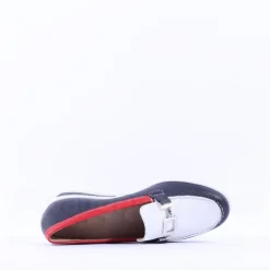 Women Ara Zurich 2.0 Link Slip On Wedge - White Navy Red